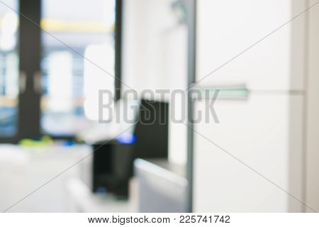 Laboratory Interior Out Of Focus. Blur Image Of Modern Medical, Biological Or Chemical Laboratory Wi