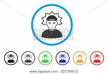 Inventor Rounded Icon. Style Is A Flat Inventor Grey Symbol Inside Light Blue Circle With Black, Gra
