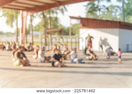 Blurred People Performing Traditional Samoan Dances At Public Park In America