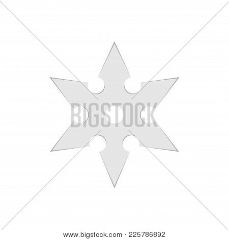 Ninja Star Throwing Shuriken Vector Weapon Illustration. Japanese Karate Sharp Blade Knife Steel Fig