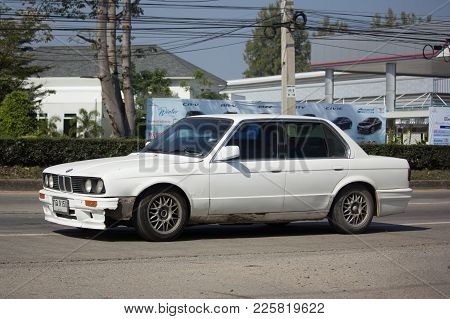 Chiang Mai, Thailand -january 9 2018: Private Car, Bmw 318i. On Road No.1001, 8 Km From Chiangmai Ci