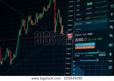 Stock Market Online Downtrend Chart Of Bitcoin Currency - Investment, E-commerce, Finance Concept, F