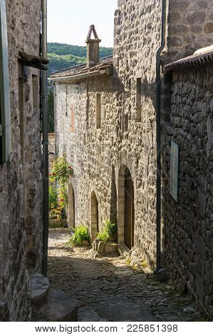 Balazuc Is A French Commune In The Ardeche Department In The Auvergne-rhone-alpes Region Of Southern