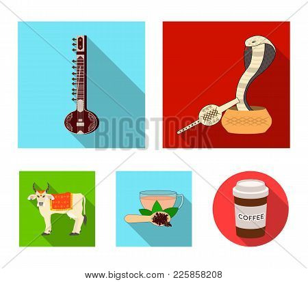 Country India Flat Icons In Set Collection For Design.india And Landmark Vector Symbol Stock  Illust
