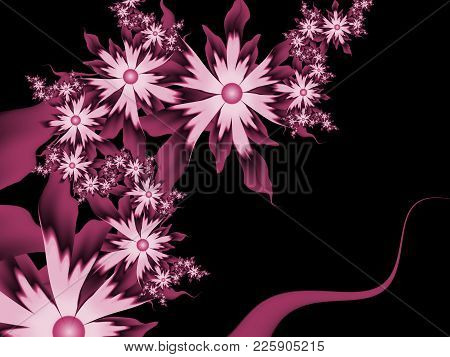 Fractal Image, Beautiful Template For Inserting Text,  In Color Pink.                
Background Wit