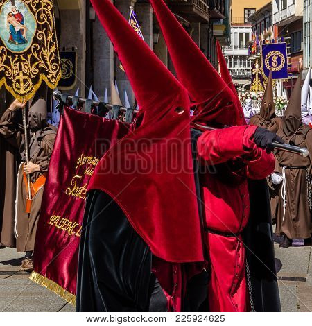 Palencia, Spain - March 24, 2016: Traditional Spanish Holy Week (semana Santa) Procession On Holy Th