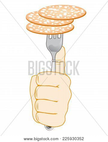 Tablewear Fork In Hand With Strung By Sausage
