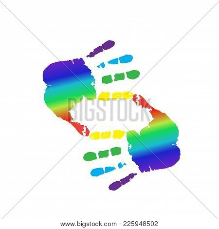 Frame With Cropping Symbol Made Of Multicolored Hands And Space For Text Isolated On White Backgroun
