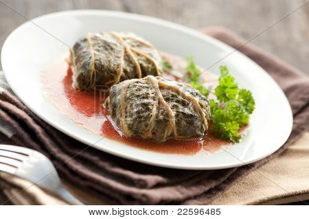 Dolmades With Rhubarb Leaves, Meat And Rice