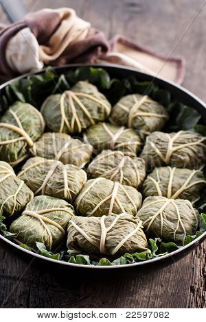 Dolmades With Rhubarb Leaves, Meat And Rice