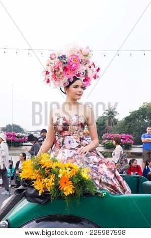 Chiangmai, Thailand - February 3: Beautiful Women On The Parade In Annual 42Th Chiang Mai Flower Fes