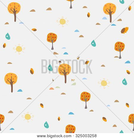Seamless Pattern With Autumn Trees. Vector Graphics