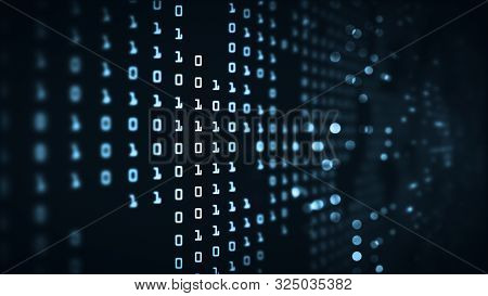 Abstract Technology Big Data Binary Code Futuristic Background Concept.
