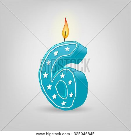 Colored Candles For The Holiday. Hand-drawn Vector Illustration. Number Six