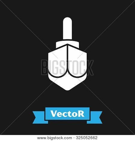 White Hanukkah Dreidel Icon Isolated On Black Background. Vector Illustration