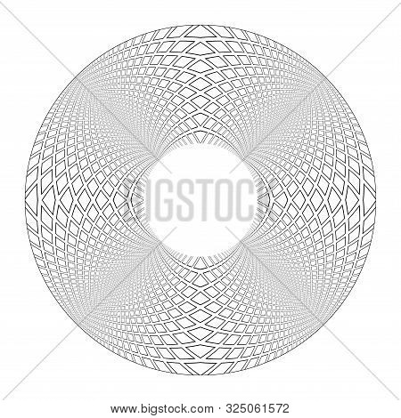 Abstract Op Art Geometric Design Element. 3d Illusion. Circle Convex Shape.
