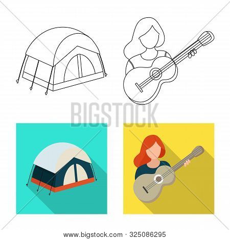 Vector Illustration Of Trekking And Wildlife Sign. Collection Of Trekking And Leisure Vector Icon Fo