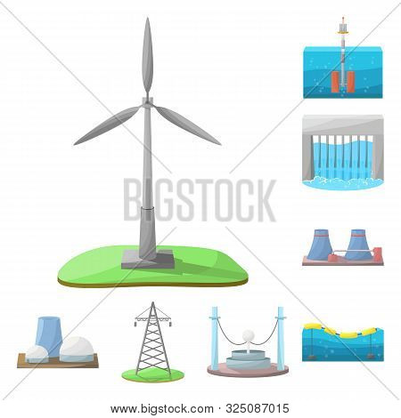 Vector Illustration Of Energy And Alternative Symbol. Set Of Energy And Development Stock Symbol For