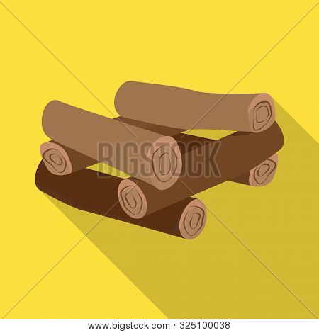 Vector Design Of Log And Firewood Sign. Set Of Log And Trunk Vector Icon For Stock.