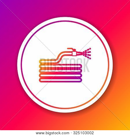 Color Line Garden Hose Or Fire Hose Icon Isolated On Color Background. Spray Gun Icon. Watering Equi