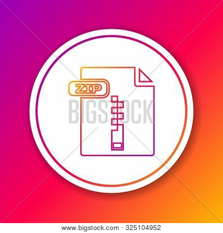 Color Line Zip File Document. Download Zip Button Icon Isolated On Color Background. Zip File Symbol