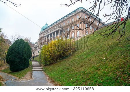 Park Walkway At Buda Hill Castle, Budapest, Hungary. Autumn.