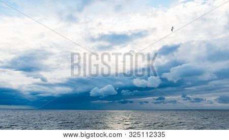 River And Cloudy Sky, Nature Background, Summer Time