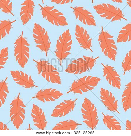 Seamless Pattern With Pink Feathers
Pink Feathers On Blue Background