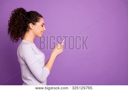 Photo Of Cheerful Cute Nice Charming Attractive Fascinating Youngster Reading Feednews Reacting To C