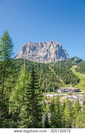 Sassolungo,italy - September 4,2019 - View At The Sassolungo Peak In Dolomites. Sassolungo(3,181m) I