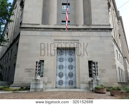 The Main Entry In The Department Of Justice Building In Washington, Dc, Usa,