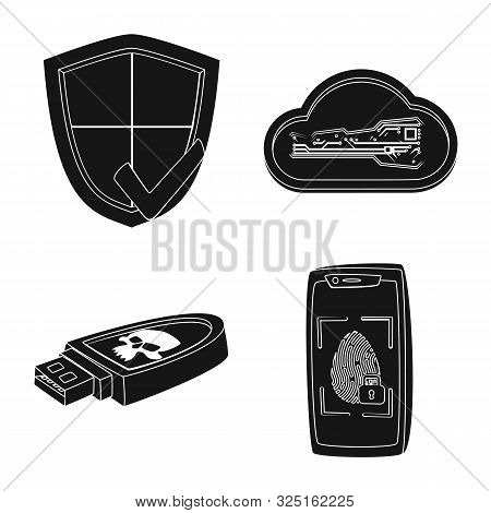 Isolated Object Of Virus And Secure Logo. Set Of Virus And Cyber Stock Symbol For Web.