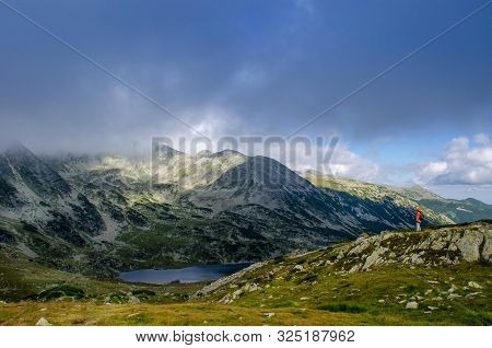 Mountain Landscape And Glacial Bucura Lake In Retezat National Park, Carpathian Mountains, Romania