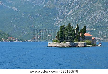 Natural Islet With Saint George Benedictine Monastery. Kotor Bay. Montenegro