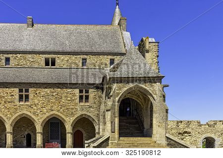 Vitre, Brittany, France - June 1: Chateau De Vitre - Medieval Castle In The Town Of Vitré On June 1,