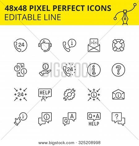 Simple Set Of Icons For Technical Support And 247 Assistance. Get The Answer Any Time Or Consult Wit