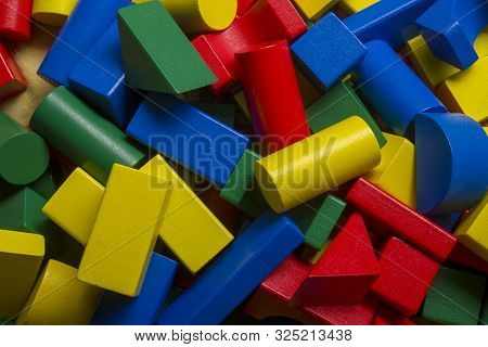 Kids Educational Developing Toys Frame On White Background. Top View. Flat Lay. Copy Space For Text