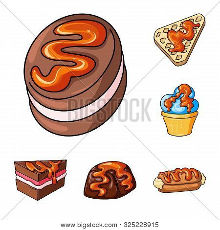 Vector Illustration Of Dessert And Sweet Sign. Set Of Dessert And Food Stock Vector Illustration.