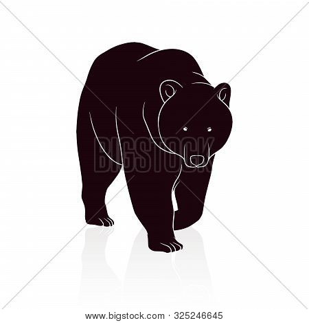 Bear Silhouette Vector Isolated On White Backround