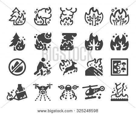 Wildfire And Fire Disaster Icon Set,vector And Illustration