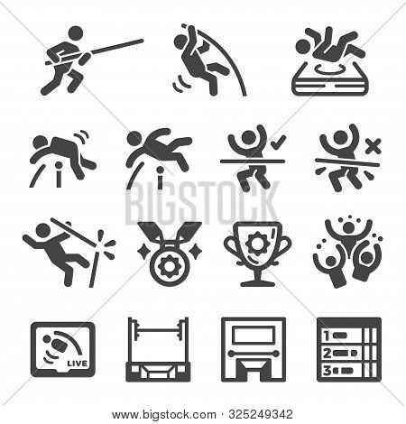 Pole Vault Sport And Recreation Icon Set,vector And Illustration