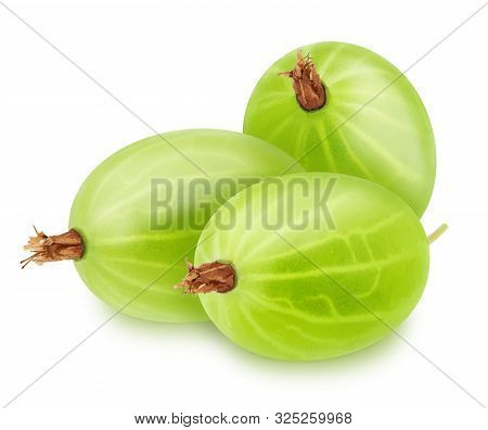 Composition With Juicy Gooseberries Isolated On White Background.