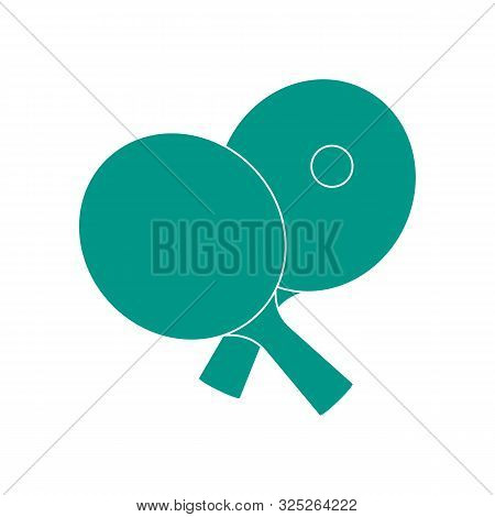 Vector Illustration With Sports Equipment For Table Tennis. Two Crossed Ping Pong Rackets And Ball. 