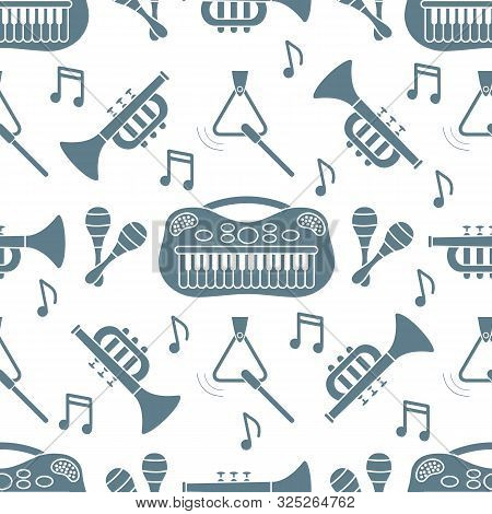 Seamless Pattern Musical Instruments Toys For Kids