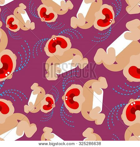 Crying Baby Pattern Seamless. Little Child Cry Background. Vector Texture