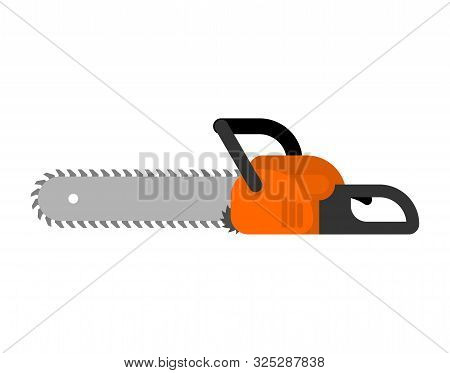 Chainsaw Isolated Flat. Lumberjack Tool Vector Illustration