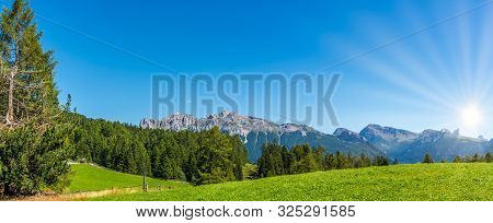 View At The Mountain Massif Near Costalunga Pass In South Tyrol, Italy