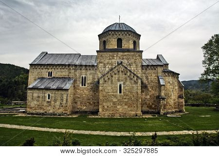 Gradac Monastery, Serbia, May 04, 2019. View Of The Side Of A Monastery Erected In The Second Half O