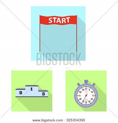 Vector Illustration Of Sport And Winner Icon. Collection Of Sport And Fitness Vector Icon For Stock.