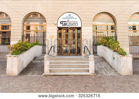 Facade Of The Archaeological Museum In Arona City, Piedmont, Italy